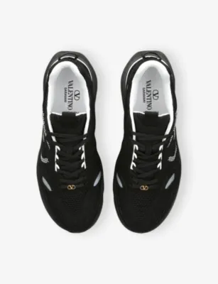 VALENTINO GARAVANI Demivee Mesh and Suede Trainers - EUR 44.5 / 10.5 UK MEN in BLK/WHITE, additional product view 2