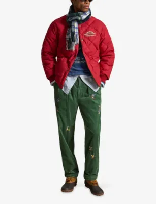 POLO RALPH LAUREN Logo-Embroidered Quilted Cotton-Blend Bomber Jacket in Sweet Tomato, additional product view 2