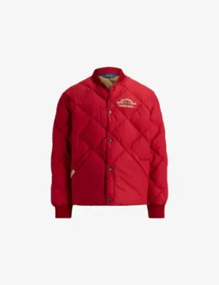 POLO RALPH LAUREN Logo-Embroidered Quilted Cotton-Blend Bomber Jacket in Sweet Tomato – Mens | Coats & jackets | Bomber jackets