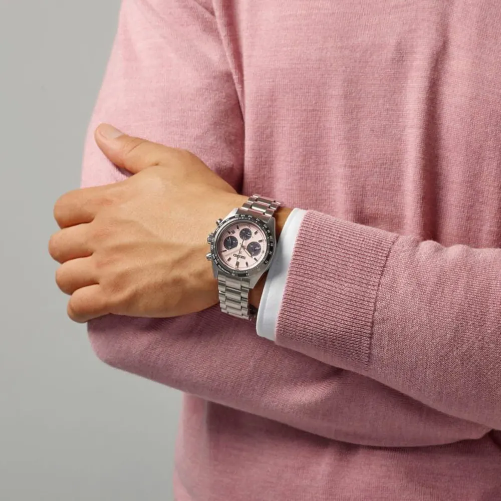 Seiko Prospex Speedtimer ‘Youngtimer’ 39mm Mens Watch Pink in Pink, additional product view 3