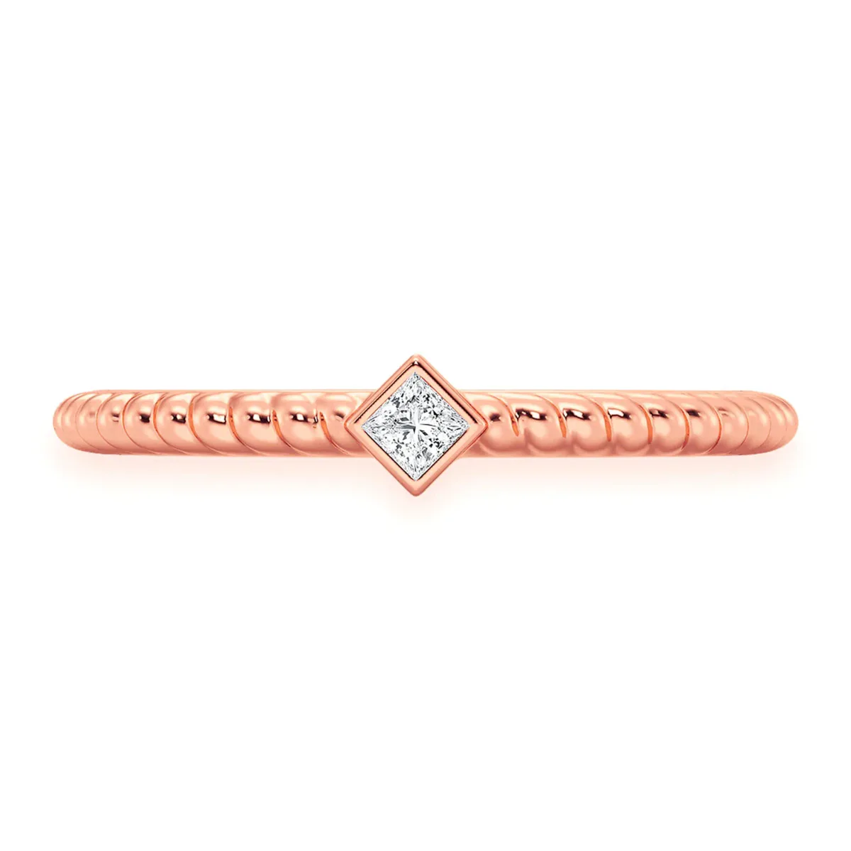 For Him Princess Rope Bezel Diamond Ring in Rose Gold / Natural Diamond – Ring