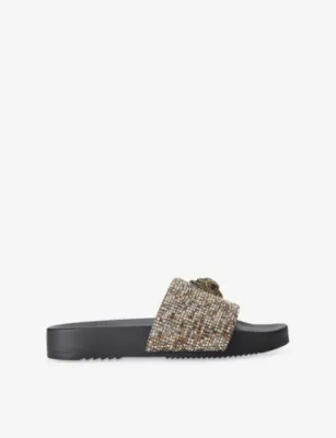 KURT GEIGER LONDON Brockwell Woven Slides - EUR 42 / 8 UK MEN in GOLD – Mens | Casual shoes | Slip on