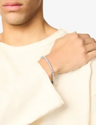 DARKAI Tennis 18ct White Gold-Plated Stainless Steel, Brass And Pavé-Stone Bracelet - L detail 2