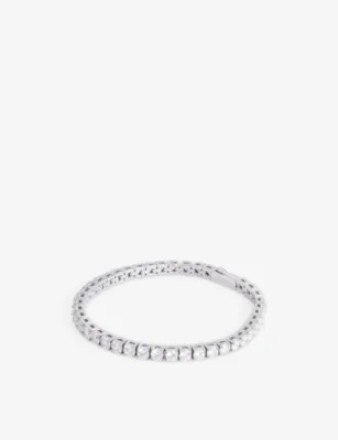 DARKAI Tennis 18ct White Gold-Plated Stainless Steel, Brass And Pavé-Stone Bracelet - L