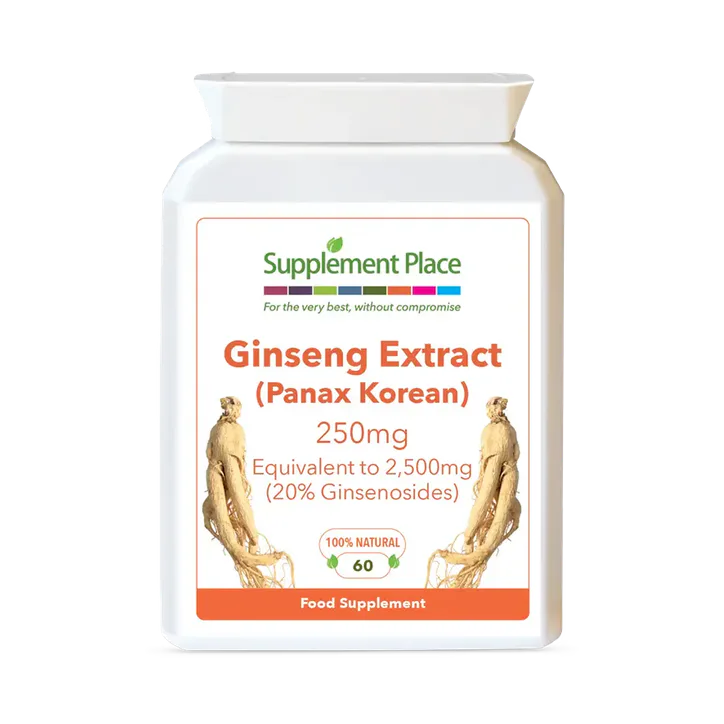 Supplement Place Panax Korean Ginseng Equiv. to 2,500mg | 20% Ginsenosides | 60 Capsules