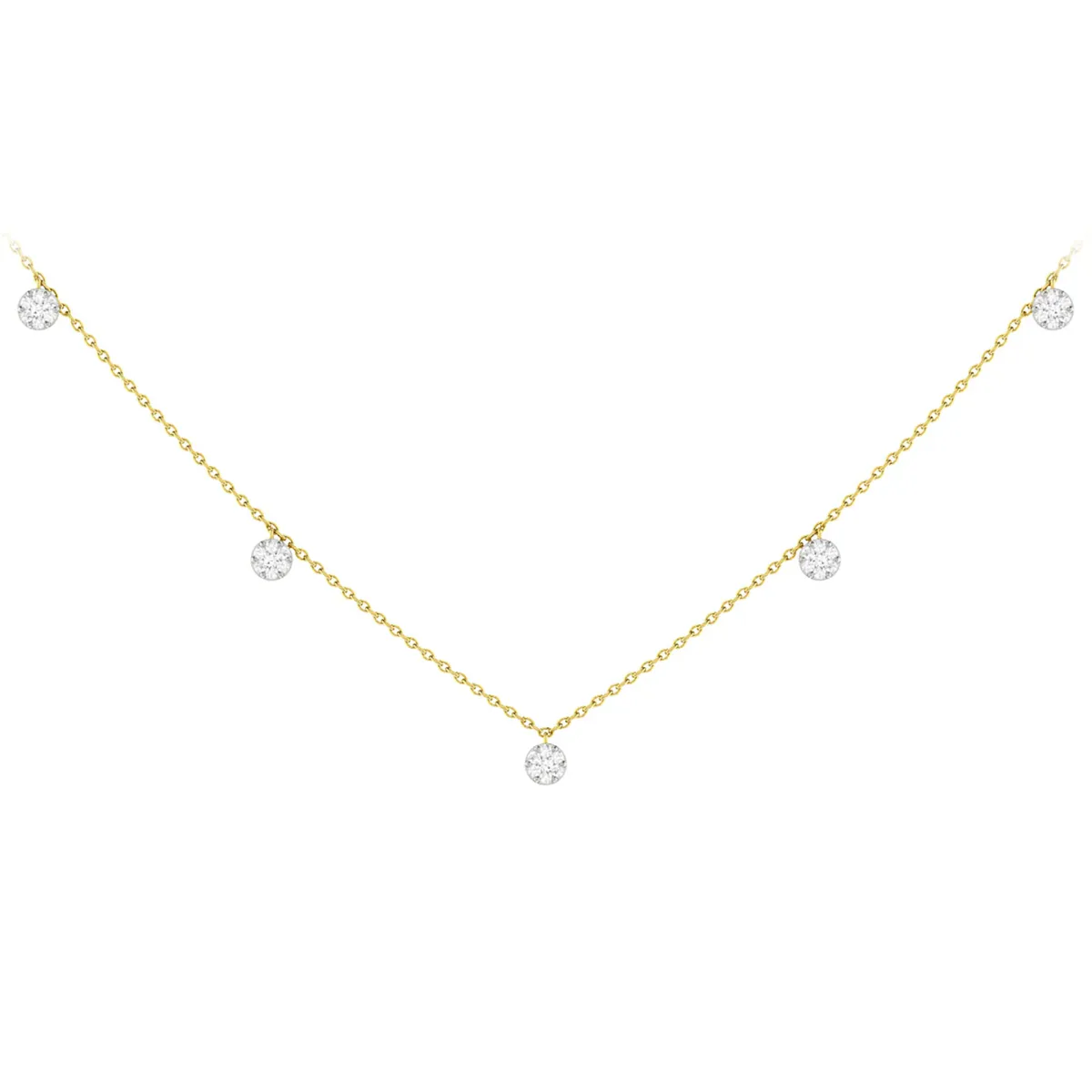 For Him Diamond Disc Station Necklace in Rose Gold / 18" / Natural Diamond – Necklace