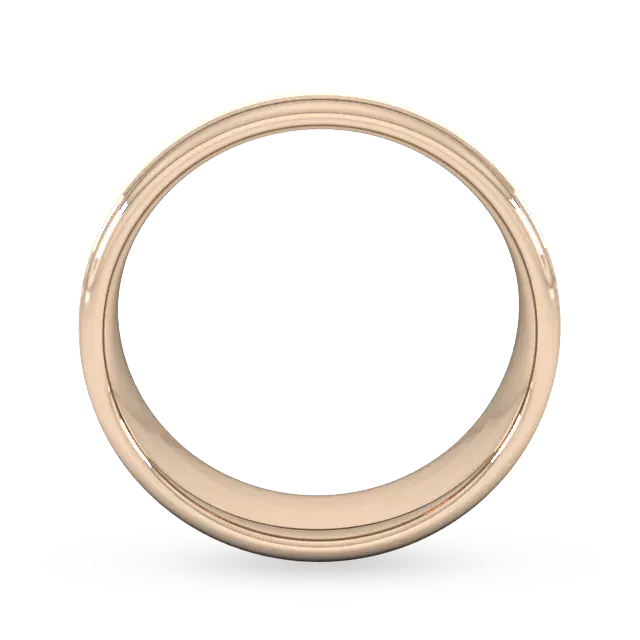 For Him 7mm Slight Court Standard Matt Centre With Grooves Wedding Ring In 18 Carat Yellow Gold detail 3
