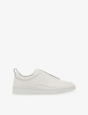 REISS Henry Elasticated Leather Trainers - EUR 41 / 7 UK MEN in OPTIC WHITE – Mens | Trainers | Lace up trainers