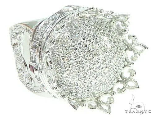 RINA - For Him FACTORY Custom Made 14K White Gold Prong Diamond Royal Crown Ring 65749 in Rose Gold / 8 – Ring
