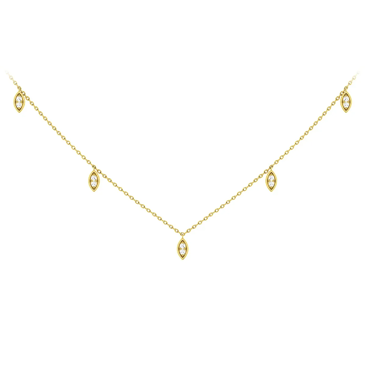 For Him Marquise Diamond Station Necklace in Rose Gold / 16" / Lab Grown Diamond – Necklace