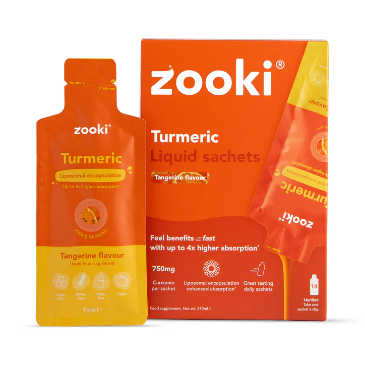 Zooki Liposomal Turmeric Curcumin Tangerine Flavour 750mg 14 Sachets