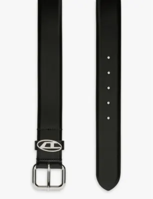 DIESEL B-1DR oval logo-buckle leather belt - 36 detail 2