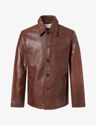 STUDIO NICHOLSON Slim-Fit Leather Jacket in CHESTNUT – Mens | Coats & jackets | Leather jackets | Leather