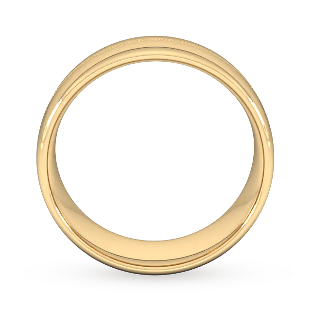 For Him 8mm Slight Court Extra Heavy Milgrain Centre Wedding Ring In 18 Carat Yellow Gold detail 3