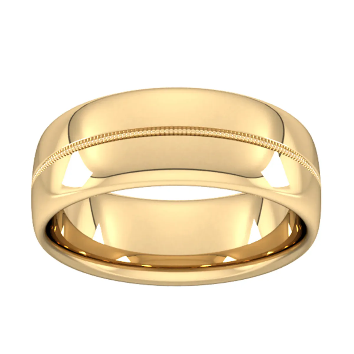 For Him 8mm Slight Court Extra Heavy Milgrain Centre Wedding Ring In 18 Carat Yellow Gold