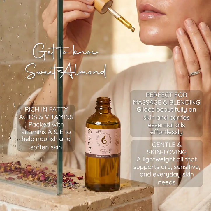 B Calm Organic Sweet Almond Carrier Oil – Natural Massage & Skincare Oil 100ml detail 3