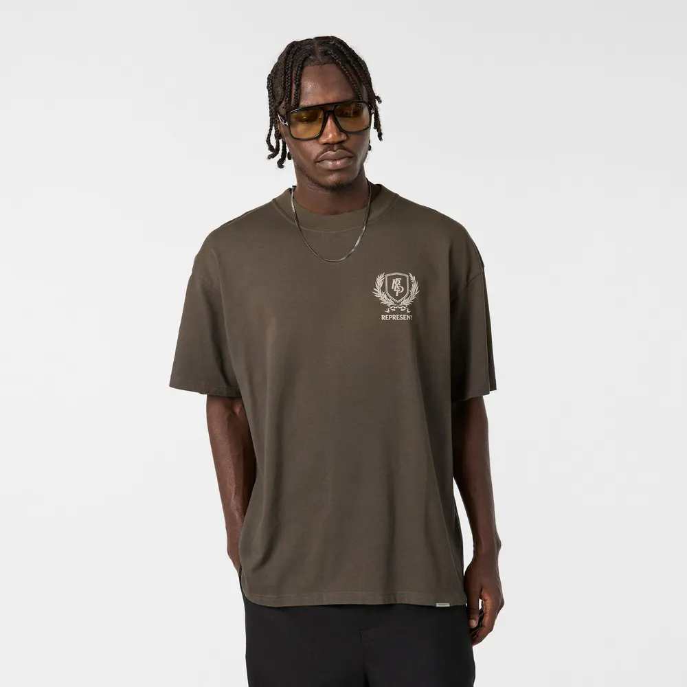 Represent Men's Crest T-Shirt in Dark Taupe, additional product view 3
