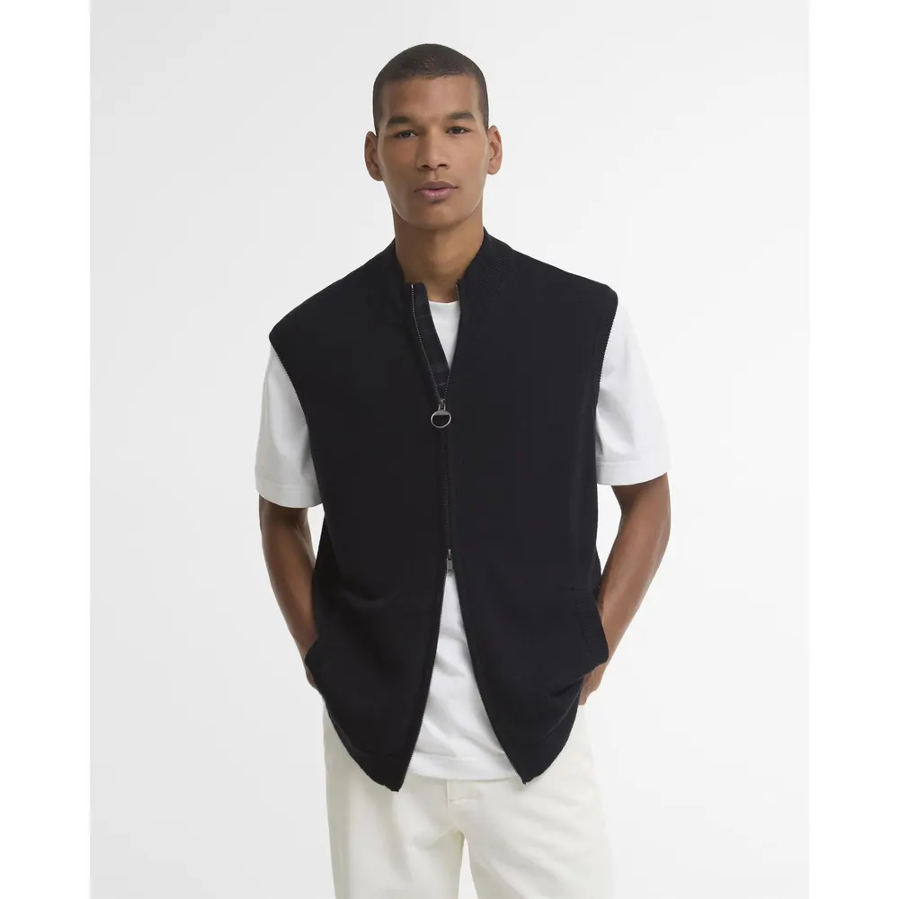 Barbour Men's Kelling Wool Knitted Vest in Navy, additional product view 3