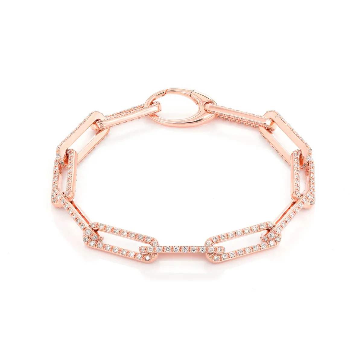 For Him Iced Elongated Rolo Diamond Bracelet in Rose Gold / 7" / Natural Diamond – Bracelet