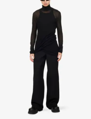 RICK OWENS Wide-Leg Work Wool Trousers detail 2