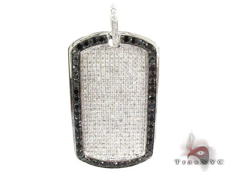 RINA - For Him FACTORY Black Outline Pave Diamond Dog Tag 1 25416 in Rose Gold – Pendant