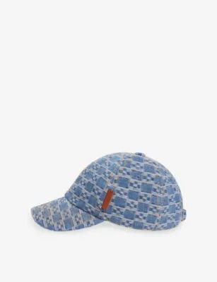 SANDRO Cross-Motif Denim Baseball Cap in Blue, additional product view 2