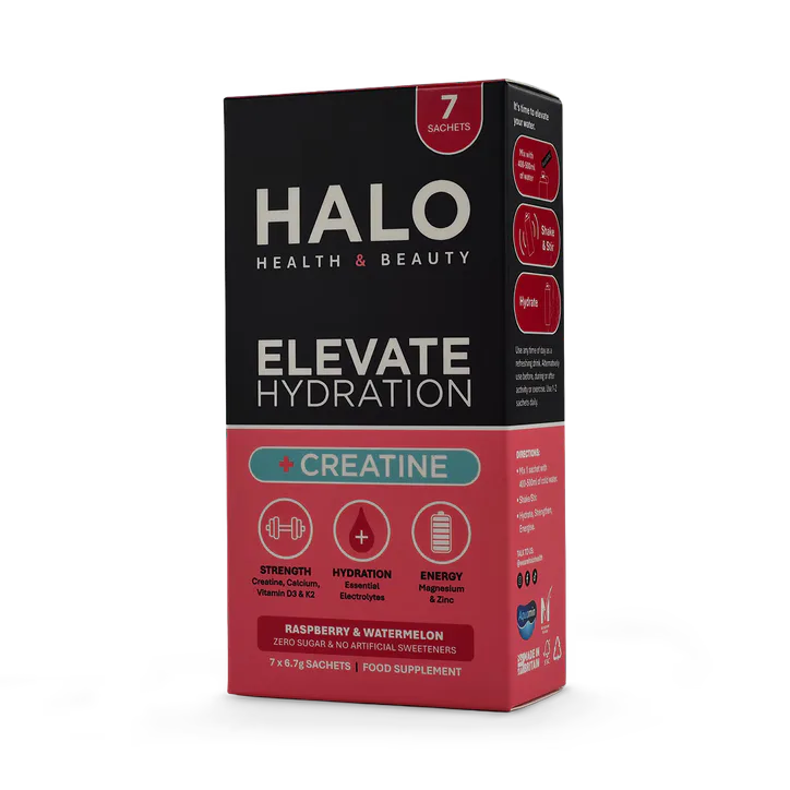 Halo Health and Beauty Limited ELEVATE Hydration +Creatine Electrolytes Raspberry & Watermelon x7 Sachets