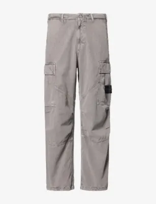 STONE ISLAND Mineral-Dyed Loose-Fit Cotton-Blend Cargo Trousers