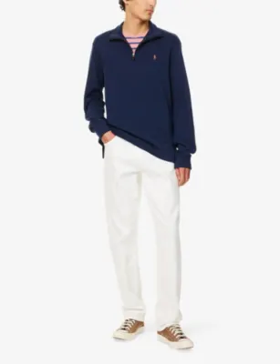 POLO RALPH LAUREN Half-Zip Logo-Embroidered Cotton-Jersey Sweatshirt detail 2