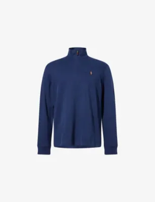 POLO RALPH LAUREN Half-Zip Logo-Embroidered Cotton-Jersey Sweatshirt