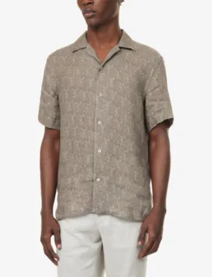 CORNELIANI Floral-Print Short-Sleeve Linen Shirt detail 3