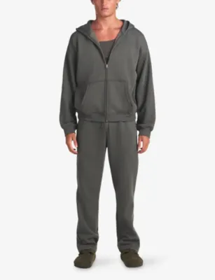 SKIMS Fleece Lounge Relaxed Zip Cotton-Jersey Hoody detail 2