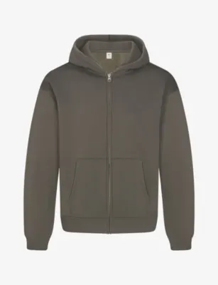 SKIMS Fleece Lounge Relaxed Zip Cotton-Jersey Hoody