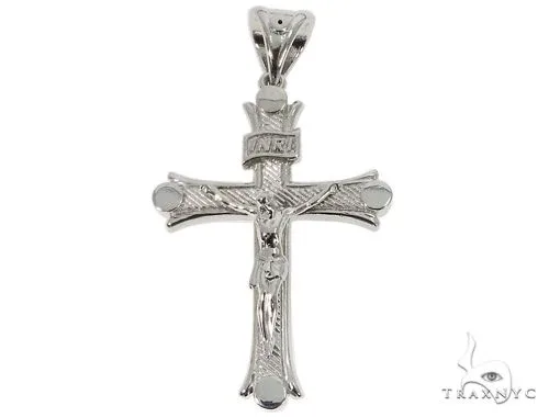 RINA - For Him FACTORY 14K Solid White Gold Cross Crucifix 64657 in Rose Gold – Pendant