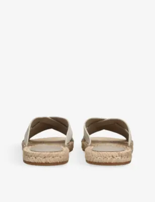 ZEGNA Cross-Over Suede Espadrille Flat Sandals - EUR 44 / 10 UK MEN in GREY, additional product view 3