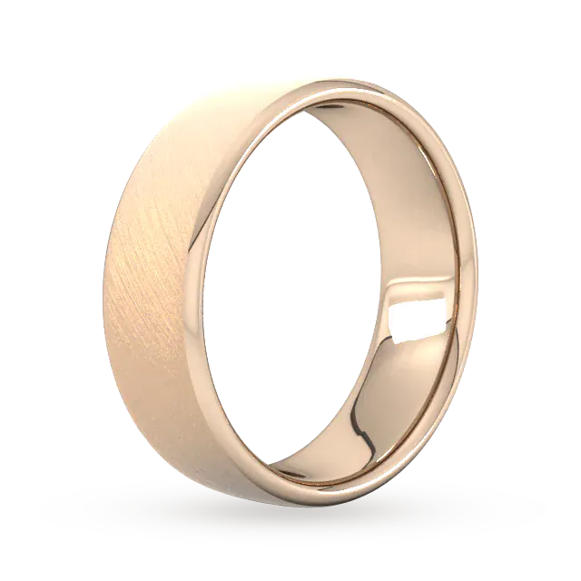 For Him 7mm D Shape Heavy Diagonal Matt Finish Wedding Ring In 18 Carat Yellow Gold detail 2
