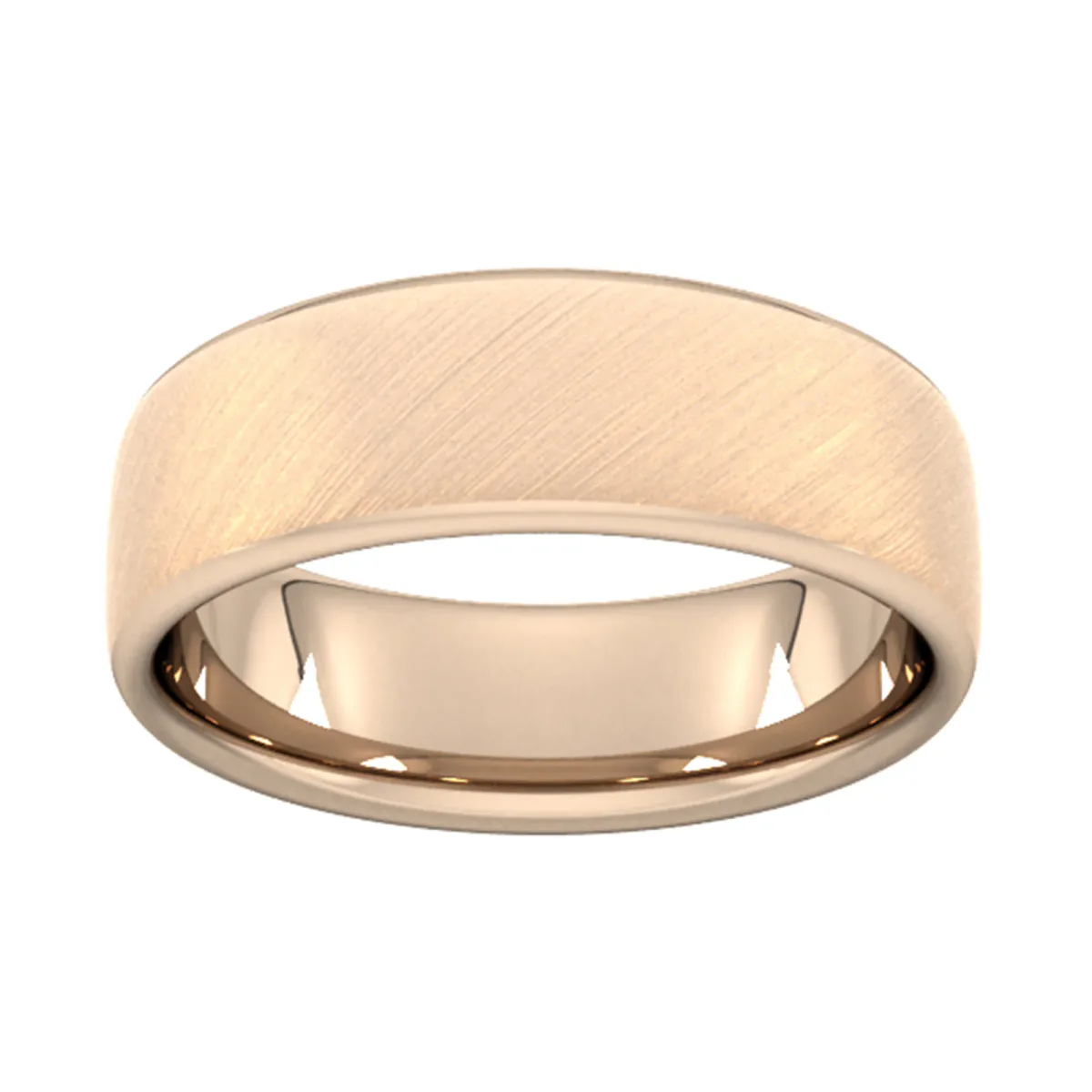 For Him 7mm D Shape Heavy Diagonal Matt Finish Wedding Ring In 18 Carat Yellow Gold