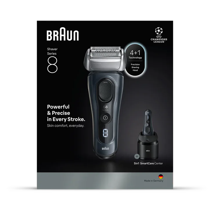 BRAUN Series 8 Electric Shaver, SensoAdapt, SmartCare Center, 8663CC, Grey