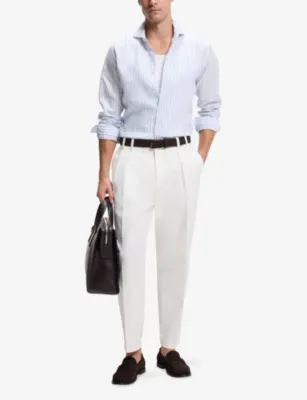 BOSS Striped Regular-Fit Linen Shirt detail 2