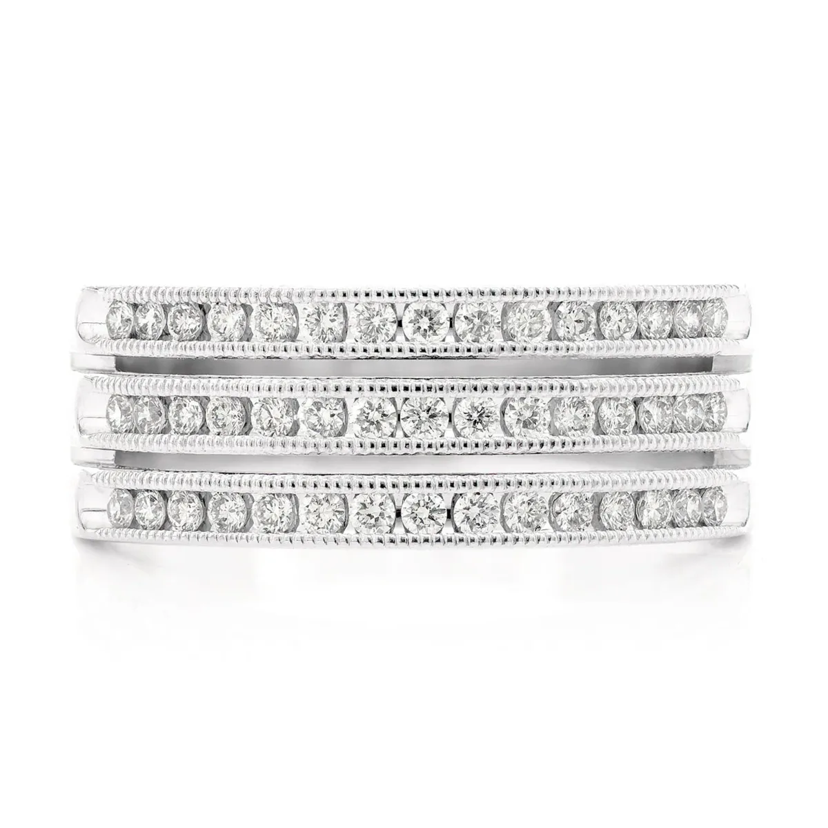 For Him Three Row Split Channel Ring in White Gold / Natural Diamond – Ring