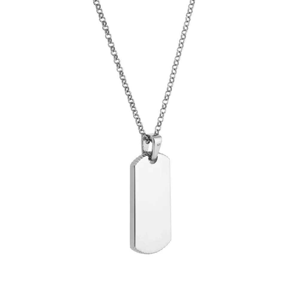 For Him Sterling Silver Black Ruthenium Plated Dog Tag Necklace detail 3