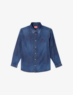 DIESEL D-Simply Logo-Embroidered Denim Shirt