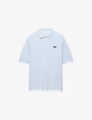 PRADA Layered-Effect Boxy-Fit Cotton Polo Shirt - LIGHT BLUE