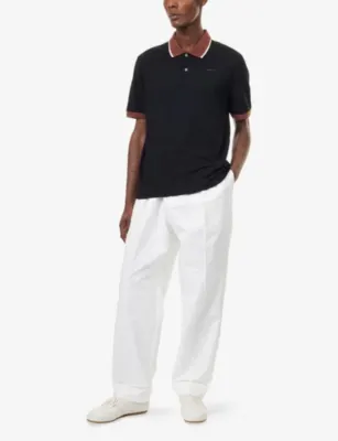 MARNI Contrast-Trims Logo-Embroidered Cotton Polo Shirt detail 2
