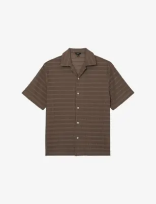 REISS Sid Short-Sleeved Crochet Shirt - TAUPE BROWN detail 2
