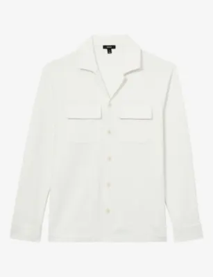 REISS Vento Cuban-Collar Patch-Pocket Stretch-Woven Shirt