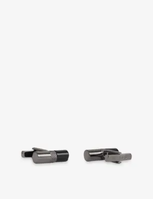 REISS Dexter Onyx Barrel Cufflinks in GUNMETAL ONYX, additional product view 3