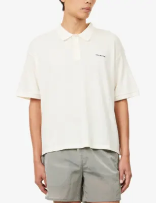 COLE BUXTON Semi-Sheer Embroidered-Logo Cotton-And-Silk Polo Shirt detail 3