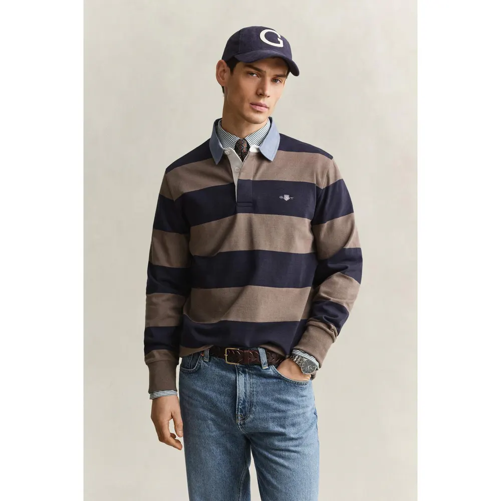 Gant Men's Striped Cotton Long-Sleeve Polo detail 2