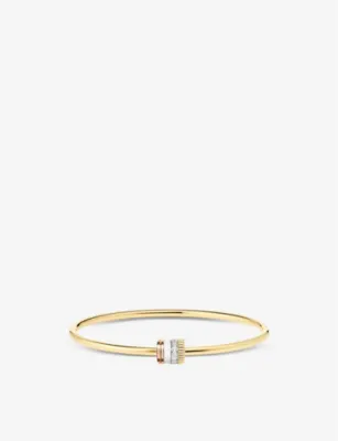 BOUCHERON Quatre blue-edition 18ct yellow, white and rose-gold, 0.11ct diamond and ceramic bracelet - 15CM detail 3